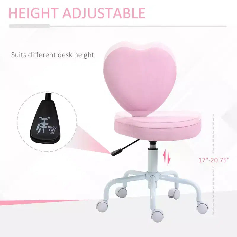 Chaise de bureau au dossier en forme de cœur avec hauteur réglable