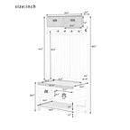 Okak 69IN Armadio da Ingresso con 6 Ganci e Coperchio a Cerniera, Appendiabiti con Panca Contenitore, Portaoggetti da Ingresso per Soggiorno, Corridoio, Bianco