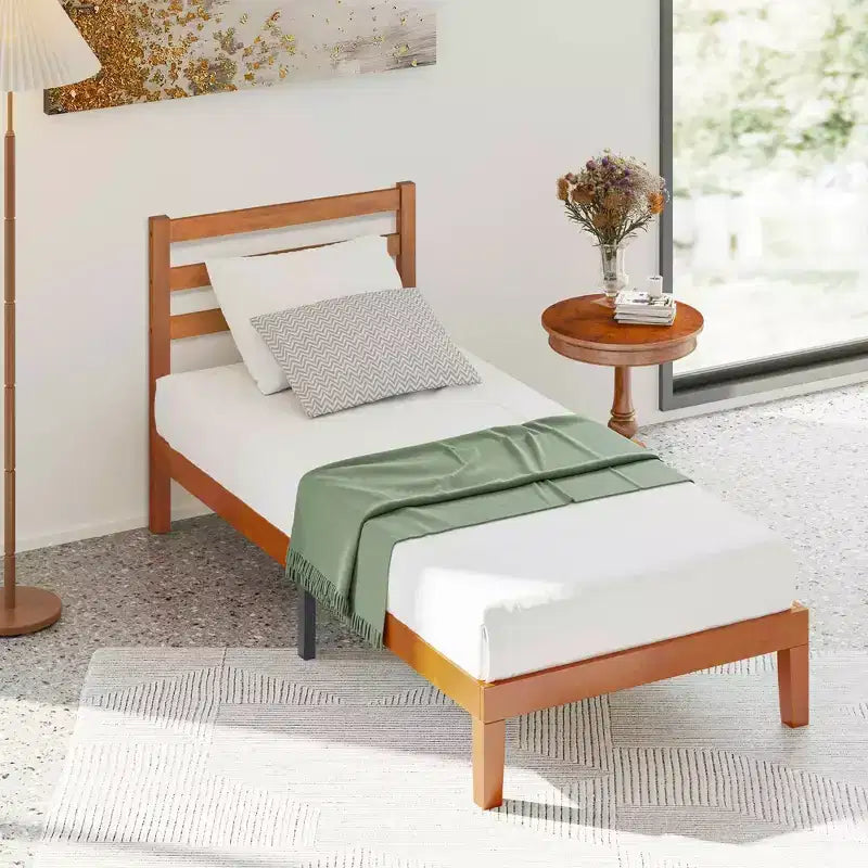 MAYEERTY 1100 LBS Struttura Letto in Legno Massiccio Resistente con Testiera Base Materasso a Doghe in Legno Nessuna Molla Richiesta