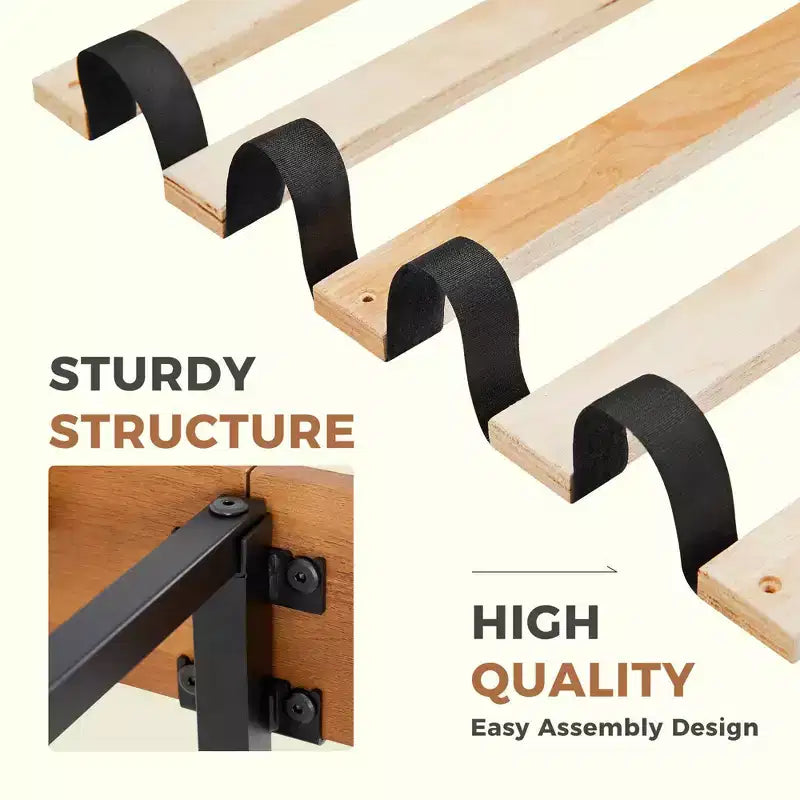 MAYEERTY 1100 LBS Struttura Letto in Legno Massiccio Resistente con Testiera Base Materasso a Doghe in Legno Nessuna Molla Richiesta