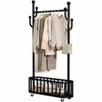 Portable Heavy Duty Movable Clothes Rack on Wheels with Storage Shelf, Metal Clothing Rail for Hanging Garments, Coats, 175 x 80 x 32 cm, White