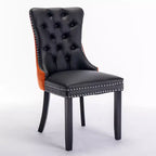 Lot de 2 chaises de salle à manger modernes à oreilles avec revêtement en PU, dossier en velours, sans accoudoirs pour cuisine ou salle à manger-Panipeachy