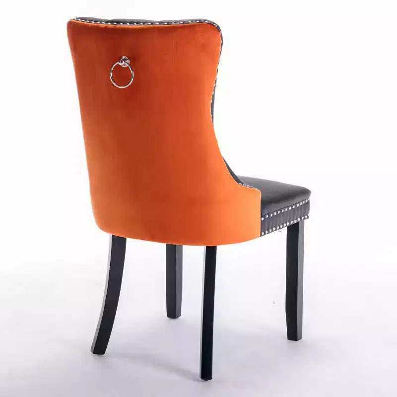 Lot de 2 chaises de salle à manger modernes à oreilles avec revêtement en PU, dossier en velours, sans accoudoirs pour cuisine ou salle à manger-Panipeachy