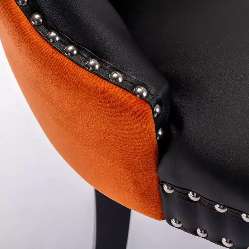 Lot de 2 chaises de salle à manger modernes à oreilles avec revêtement en PU, dossier en velours, sans accoudoirs pour cuisine ou salle à manger-Panipeachy