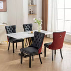 Lot de 2 chaises de salle à manger modernes à oreilles avec revêtement en PU, dossier en velours, sans accoudoirs pour cuisine ou salle à manger-Panipeachy