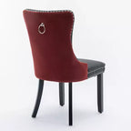 Lot de 2 chaises de salle à manger modernes à oreilles avec revêtement en PU, dossier en velours, sans accoudoirs pour cuisine ou salle à manger-Panipeachy