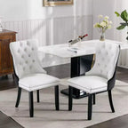 Lot de 2 chaises de salle à manger modernes à oreilles avec revêtement en PU, dossier en velours, sans accoudoirs pour cuisine ou salle à manger-Panipeachy