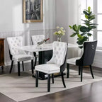 Lot de 2 chaises de salle à manger modernes à oreilles avec revêtement en PU, dossier en velours, sans accoudoirs pour cuisine ou salle à manger-Panipeachy