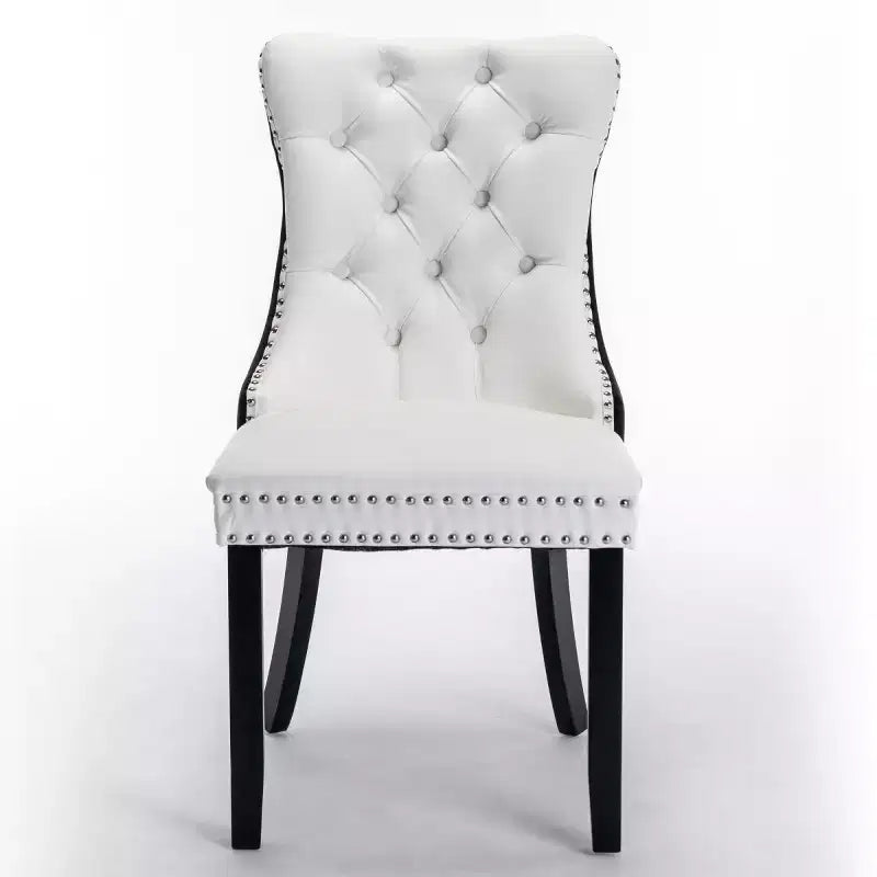 Lot de 2 chaises de salle à manger modernes à oreilles avec revêtement en PU, dossier en velours, sans accoudoirs pour cuisine ou salle à manger-Panipeachy