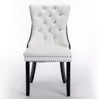 Lot de 2 chaises de salle à manger modernes à oreilles avec revêtement en PU, dossier en velours, sans accoudoirs pour cuisine ou salle à manger-Panipeachy