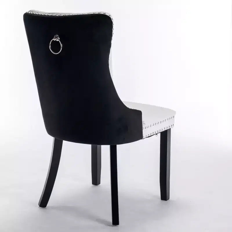 Lot de 2 chaises de salle à manger modernes à oreilles avec revêtement en PU, dossier en velours, sans accoudoirs pour cuisine ou salle à manger-Panipeachy