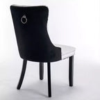 Lot de 2 chaises de salle à manger modernes à oreilles avec revêtement en PU, dossier en velours, sans accoudoirs pour cuisine ou salle à manger-Panipeachy