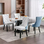 Lot de 2 chaises de salle à manger modernes à oreilles avec revêtement en PU, dossier en velours, sans accoudoirs pour cuisine ou salle à manger-Panipeachy
