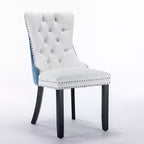 Lot de 2 chaises de salle à manger modernes à oreilles avec revêtement en PU, dossier en velours, sans accoudoirs pour cuisine ou salle à manger-Panipeachy