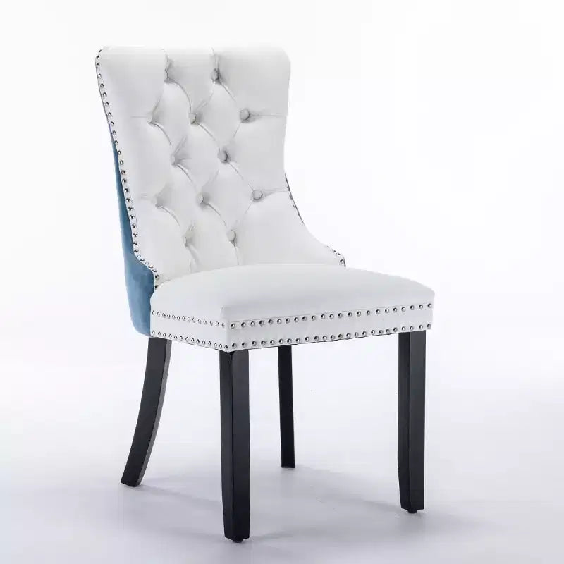 Lot de 2 chaises de salle à manger modernes à oreilles avec revêtement en PU, dossier en velours, sans accoudoirs pour cuisine ou salle à manger-Panipeachy