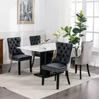 Lot de 2 chaises de salle à manger modernes à oreilles avec revêtement en PU, dossier en velours, sans accoudoirs pour cuisine ou salle à manger-Panipeachy