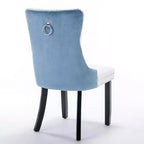 Lot de 2 chaises de salle à manger modernes à oreilles avec revêtement en PU, dossier en velours, sans accoudoirs pour cuisine ou salle à manger-Panipeachy