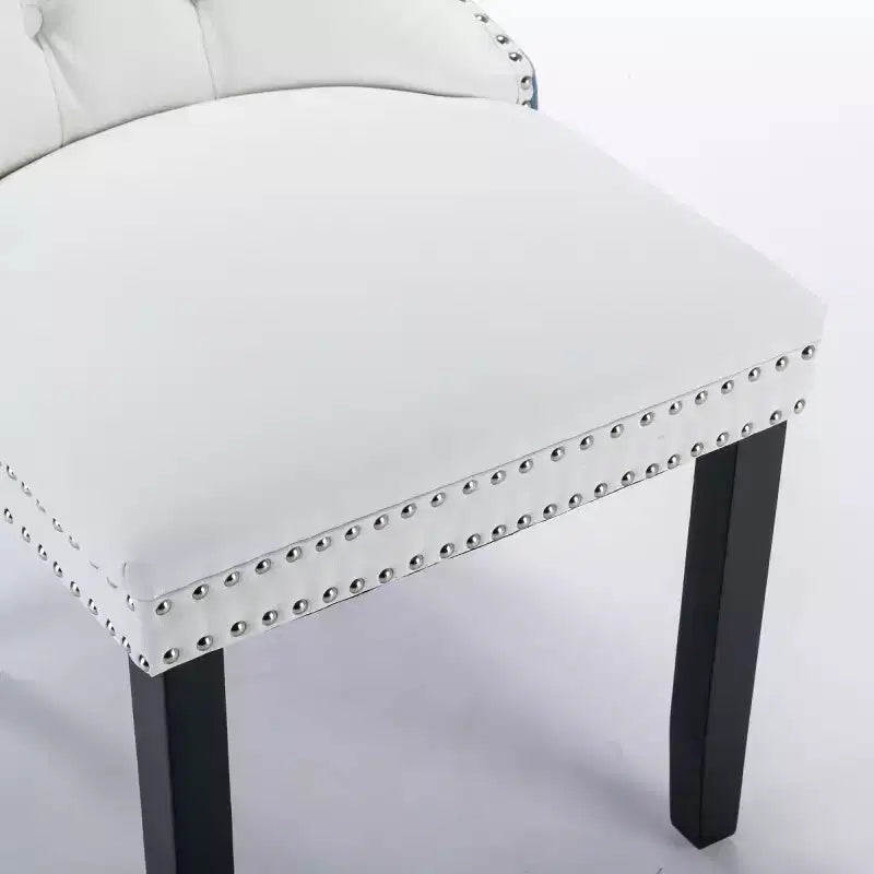 Lot de 2 chaises de salle à manger modernes à oreilles avec revêtement en PU, dossier en velours, sans accoudoirs pour cuisine ou salle à manger-Panipeachy