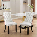 Lot de 2 chaises de salle à manger modernes à oreilles avec revêtement en PU, dossier en velours, sans accoudoirs pour cuisine ou salle à manger-Panipeachy