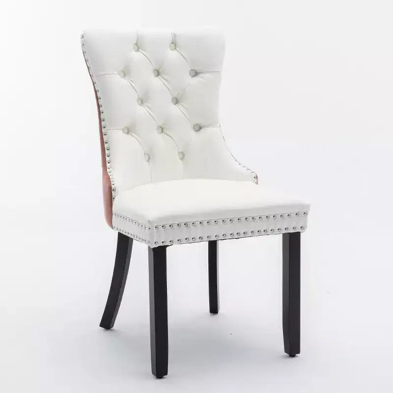 Lot de 2 chaises de salle à manger modernes à oreilles avec revêtement en PU, dossier en velours, sans accoudoirs pour cuisine ou salle à manger-Panipeachy