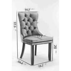 Lot de 2 chaises de salle à manger modernes à oreilles avec revêtement en PU, dossier en velours, sans accoudoirs pour cuisine ou salle à manger-Panipeachy