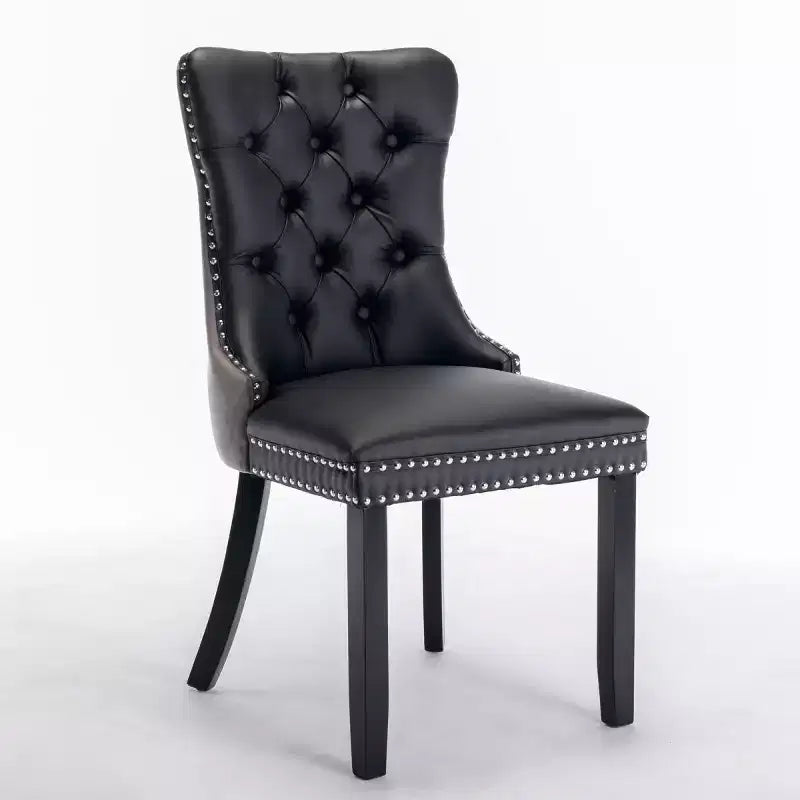 Lot de 2 chaises de salle à manger modernes à oreilles avec revêtement en PU, dossier en velours, sans accoudoirs pour cuisine ou salle à manger-Panipeachy