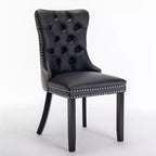 Lot de 2 chaises de salle à manger modernes à oreilles avec revêtement en PU, dossier en velours, sans accoudoirs pour cuisine ou salle à manger-Panipeachy