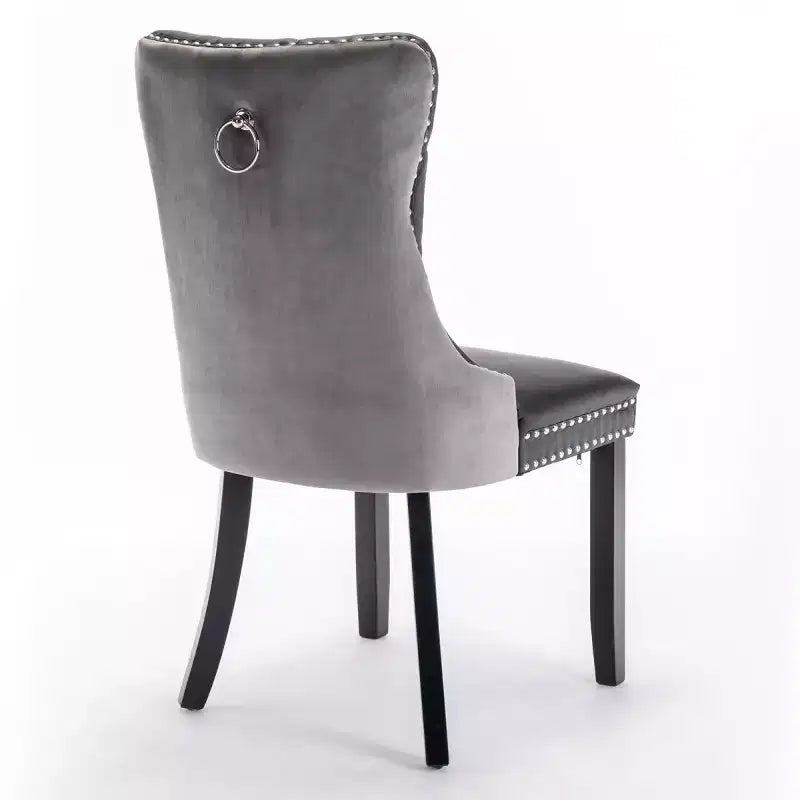 Lot de 2 chaises de salle à manger modernes à oreilles avec revêtement en PU, dossier en velours, sans accoudoirs pour cuisine ou salle à manger-Panipeachy