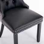 Lot de 2 chaises de salle à manger modernes à oreilles avec revêtement en PU, dossier en velours, sans accoudoirs pour cuisine ou salle à manger-Panipeachy
