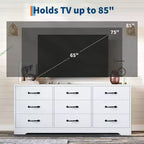Mobile TV in legno a 9 cassetti con supporto, porta TV per televisori da 32-85 pollici, console multimediale grande per centro di intrattenimento