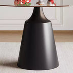 Table de salle à manger ronde GDFStudio Yara de style moderne du milieu du siècle avec plateau en verre trempé