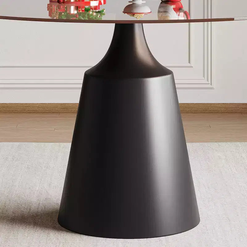 Table de salle à manger ronde GDFStudio Yara de style moderne du milieu du siècle avec plateau en verre trempé