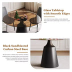 Table de salle à manger ronde GDFStudio Yara de style moderne du milieu du siècle avec plateau en verre trempé