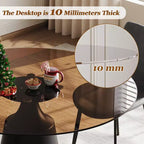 Table de salle à manger ronde GDFStudio Yara de style moderne du milieu du siècle avec plateau en verre trempé