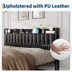 Struttura letto in ecopelle PU con testiera imbottita, struttura letto a piattaforma in metallo con contenitore, nessun bisogno di rete a doghe, colore nero