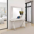 Royal Hampton Dresser Mirror, 46 Inch Glossy White Lacquer, Solid Wood Frame