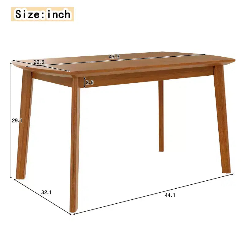 Table de salle à manger moderne du milieu du siècle de 47 po, pieds en bois d'hévéa massif, plateau ovale incurvé pour 4 personnes, table de cuisine/salle à manger, marron - ModernLuxe