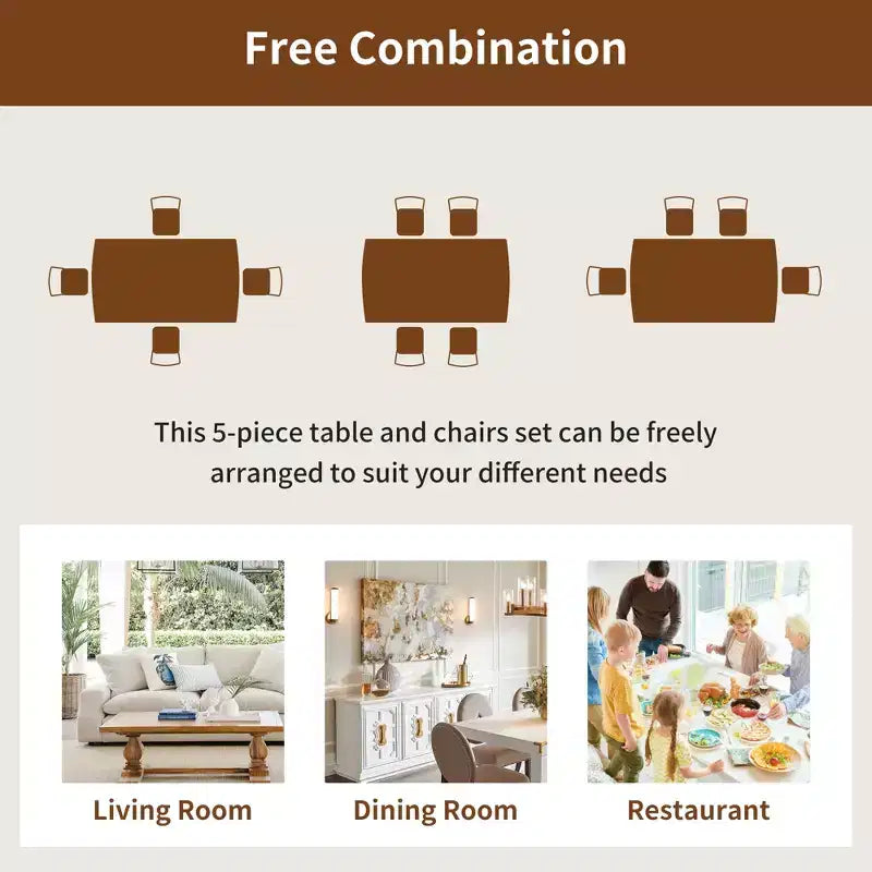 Table de salle à manger moderne du milieu du siècle de 47 po, pieds en bois d'hévéa massif, plateau ovale incurvé pour 4 personnes, table de cuisine/salle à manger, marron - ModernLuxe
