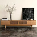 Gaoyangjiaju 78.7 Inch TV Stand for TVs up to 80 Inches with Drawers and Slatted Doors Living Room Media Console