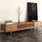 Gaoyangjiaju Meuble TV de 200 cm pour téléviseurs jusqu'à 80 pouces avec tiroirs et portes à lattes Meuble console multimédia pour salon