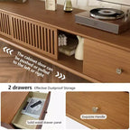 Gaoyangjiaju Meuble TV de 200 cm pour téléviseurs jusqu'à 80 pouces avec tiroirs et portes à lattes Meuble console multimédia pour salon