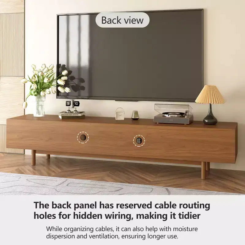 Gaoyangjiaju Meuble TV de 200 cm pour téléviseurs jusqu'à 80 pouces avec tiroirs et portes à lattes Meuble console multimédia pour salon