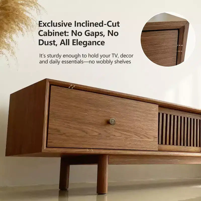Gaoyangjiaju Meuble TV de 200 cm pour téléviseurs jusqu'à 80 pouces avec tiroirs et portes à lattes Meuble console multimédia pour salon