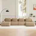 146 U-Shaped Modular Sofa Flannelette 4-Seater Ottoman Buckle No Assembly Light Camel
