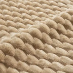 Canapé modulable en U 146, flanelle, 4 places, ottoman, boucle, aucun assemblage requis, Chameau clair
