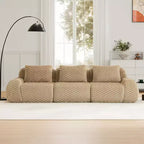 114 Modular Sectional Sofa Flannelette 3-Seater Deep Seat Buckle No Assembly Light Camel