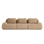 114 Canapé d'angle modulable en flanelle 3 places, assise profonde, boucle, sans assemblage, Camel clair