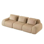 114 Canapé d'angle modulable en flanelle 3 places, assise profonde, boucle, sans assemblage, Camel clair