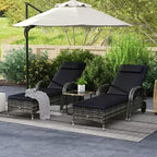 2 chaises longues inclinables, chaises d'extérieur roulantes avec coussin, oreiller, appuie-tête, accoudoirs et roulettes