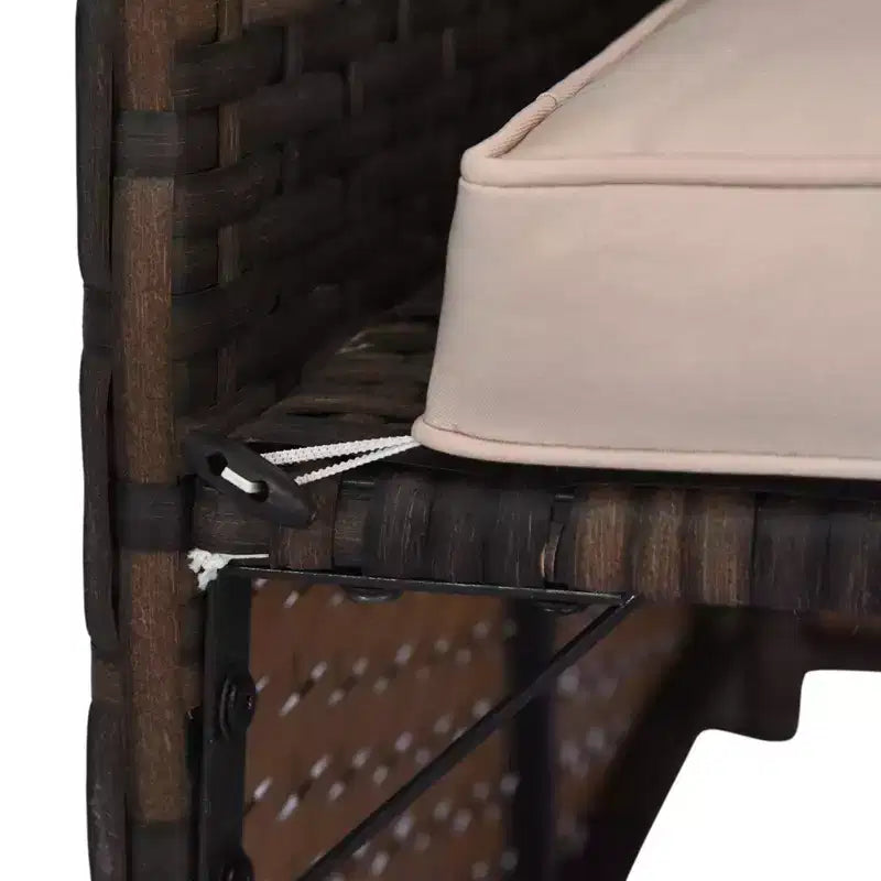 Ensemble de mobilier de patio 3 pièces, ensemble de canapés d'extérieur en rotin avec chaise longue et causeuse, coussins moelleux, table en verre trempé, canapé sectionnel en forme de L